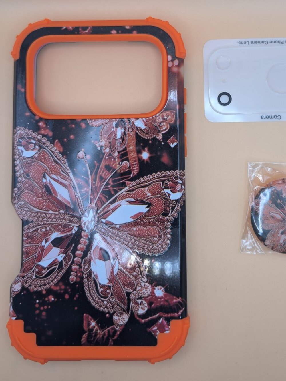 iPhone 17 Pro Max 3 Layer Heavy Duty Shockproof Case Glow in The Dark-Orange